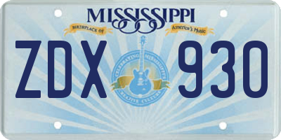 MS license plate ZDX930