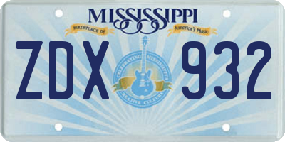 MS license plate ZDX932