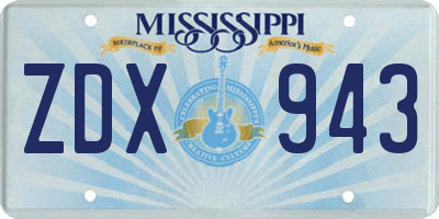 MS license plate ZDX943