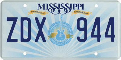 MS license plate ZDX944
