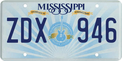 MS license plate ZDX946
