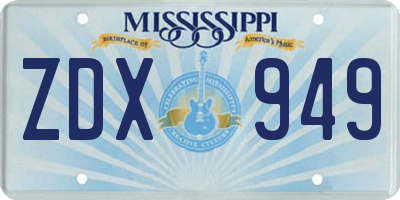 MS license plate ZDX949