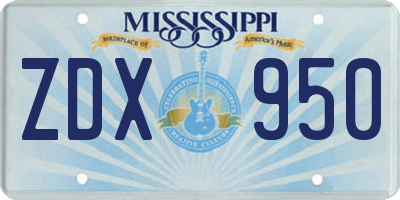 MS license plate ZDX950