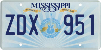 MS license plate ZDX951