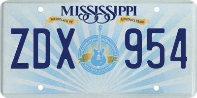 MS license plate ZDX954