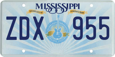 MS license plate ZDX955