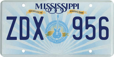 MS license plate ZDX956