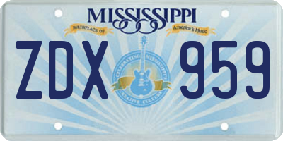 MS license plate ZDX959