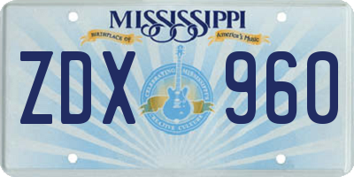 MS license plate ZDX960