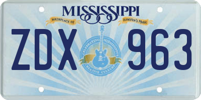 MS license plate ZDX963
