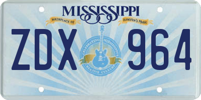 MS license plate ZDX964
