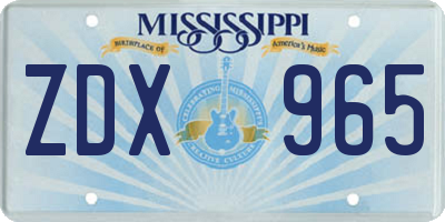 MS license plate ZDX965