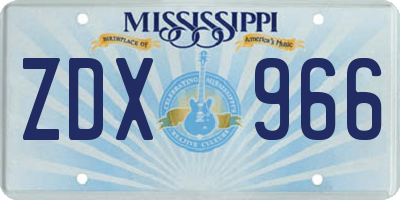 MS license plate ZDX966
