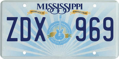 MS license plate ZDX969