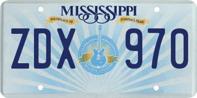 MS license plate ZDX970
