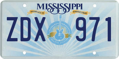 MS license plate ZDX971