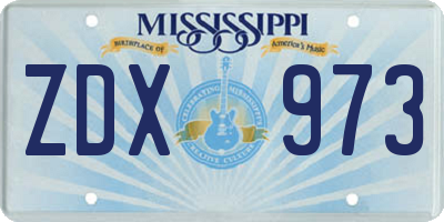MS license plate ZDX973