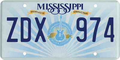MS license plate ZDX974