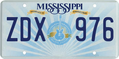 MS license plate ZDX976