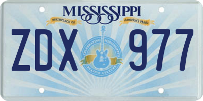 MS license plate ZDX977