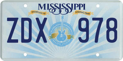 MS license plate ZDX978