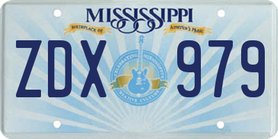MS license plate ZDX979