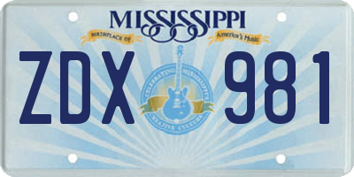 MS license plate ZDX981