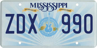 MS license plate ZDX990