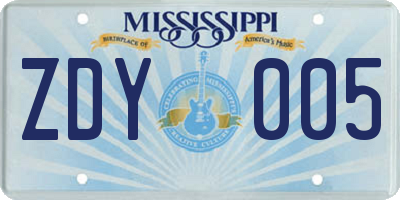 MS license plate ZDY005