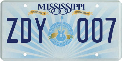 MS license plate ZDY007