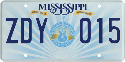 MS license plate ZDY015