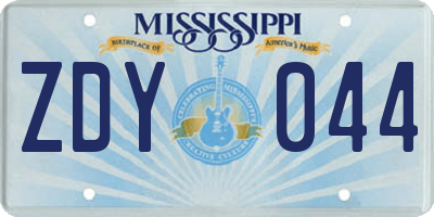 MS license plate ZDY044