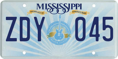 MS license plate ZDY045
