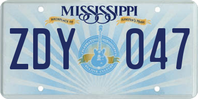 MS license plate ZDY047