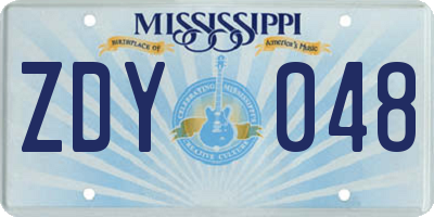MS license plate ZDY048