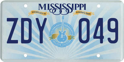 MS license plate ZDY049