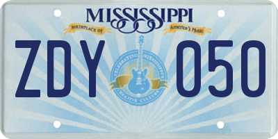 MS license plate ZDY050