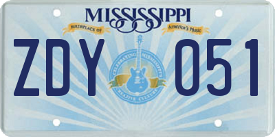 MS license plate ZDY051