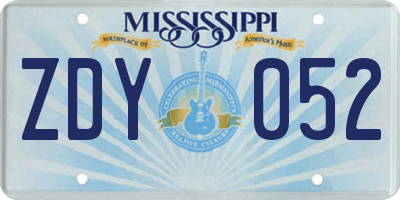 MS license plate ZDY052