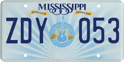 MS license plate ZDY053