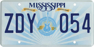 MS license plate ZDY054