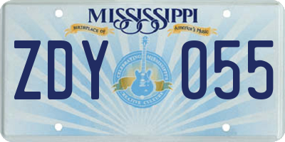 MS license plate ZDY055