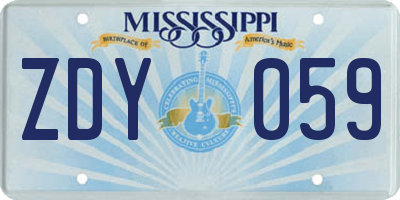 MS license plate ZDY059