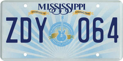 MS license plate ZDY064