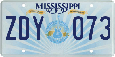 MS license plate ZDY073