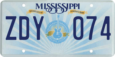 MS license plate ZDY074