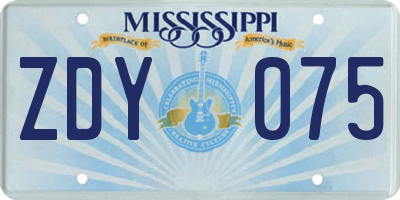 MS license plate ZDY075