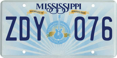 MS license plate ZDY076