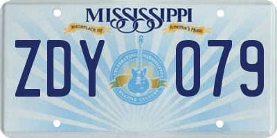 MS license plate ZDY079