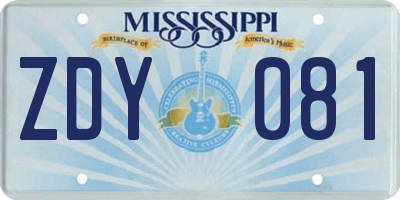 MS license plate ZDY081